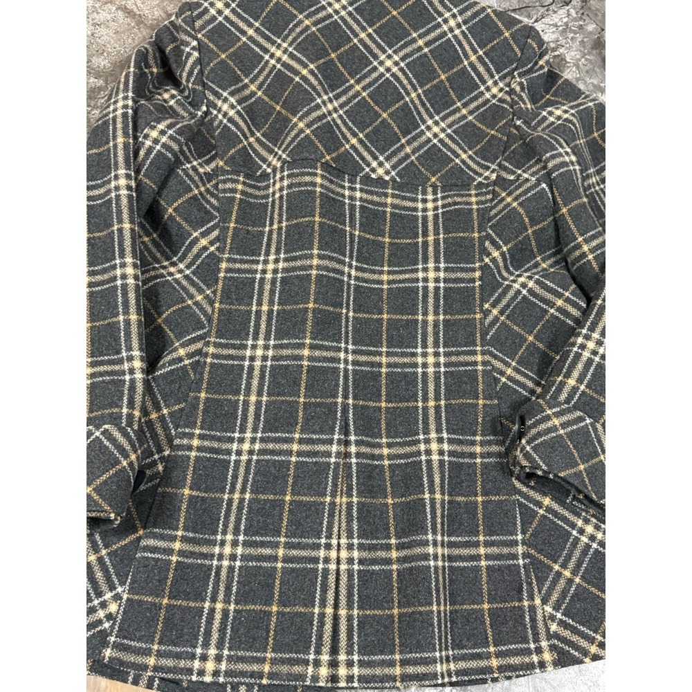 Via Womens Double Breasted Wool Blend Swing Coat Fully Lined Gray/Camel Sz 10 - Picture 9 of 13
